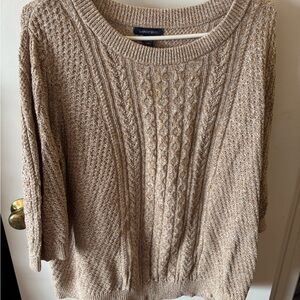 Lands' End Women's Cable Knit Sweater - Beige